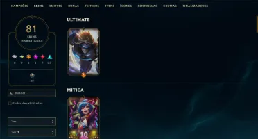 Unranked com TODOS os Champs e 81 Skins ( ADC / SUP / MID )