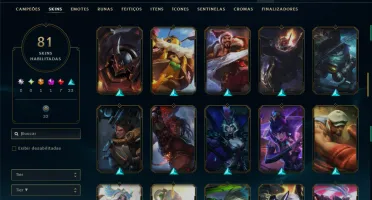 Unranked com TODOS os Champs e 81 Skins ( ADC / SUP / MID )