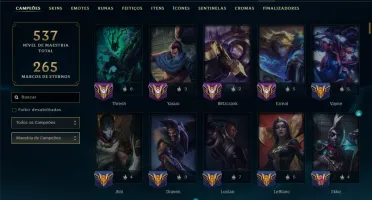 Unranked com TODOS os Champs e 81 Skins ( ADC / SUP / MID )