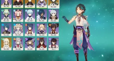 Xiao  +Zhong + Diluc + keqing