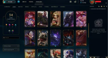 Conta LV 109 com 104 Champions 34 skins tem que fazer md10
