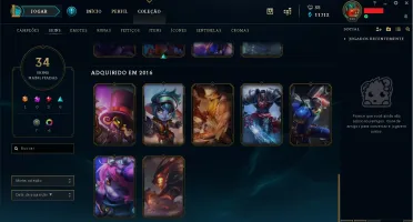 Conta LV 109 com 104 Champions 34 skins tem que fazer md10