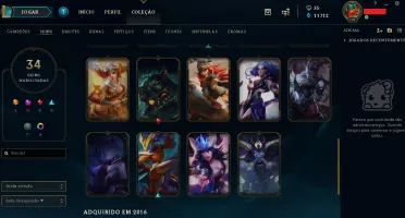 Conta LV 109 com 104 Champions 34 skins tem que fazer md10