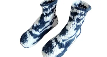 Pantufa de Lã Infantil Preto e Branco 32