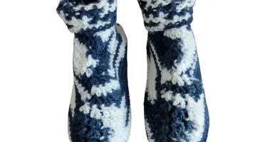 Pantufa de Lã Infantil Preto e Branco 32