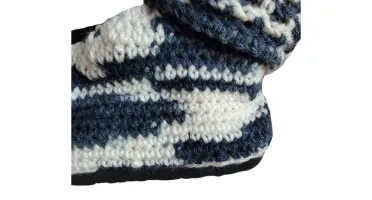 Pantufa de Lã Infantil Preto e Branco 32