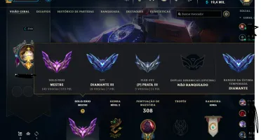Conta mestre LOL lv 310 com 150 skins e todos os campeões