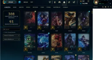 Conta mestre LOL lv 310 com 150 skins e todos os campeões