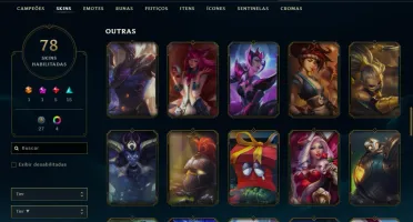 Conta lol, LVL 220, 78 SKINS, 64 EMOTES, 131 Campeões