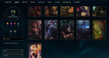 Conta lol, LVL 220, 78 SKINS, 64 EMOTES, 131 Campeões