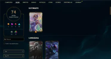 Unranked com 105 Champs e 74 Skins + Ryze Triunfante
