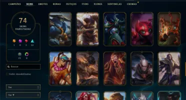 Unranked com 105 Champs e 74 Skins + Ryze Triunfante