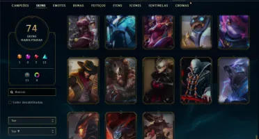 Unranked com 105 Champs e 74 Skins + Ryze Triunfante