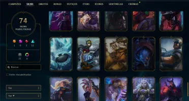 Unranked com 105 Champs e 74 Skins + Ryze Triunfante