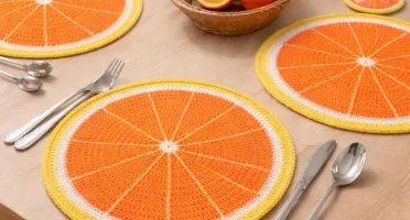 Conjunto Mesa Posta Crochê Laranja