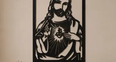 Quadro Sagrado Coração de Jesus em MDF 50 x 35 cm