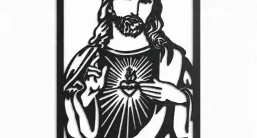Quadro Sagrado Coração de Jesus em MDF 50 x 35 cm