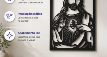 Quadro Sagrado Coração de Jesus em MDF 50 x 35 cm