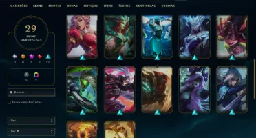 Unranked com 65 Champs e 29 Skins + 2 Prestigios do Fizz