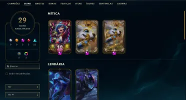 Unranked com 65 Champs e 29 Skins + 2 Prestigios do Fizz
