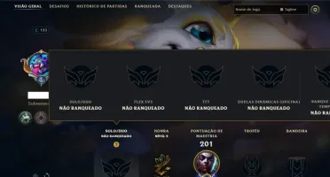 Unranked com 65 Champs e 29 Skins + 2 Prestigios do Fizz