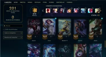 Unranked com 65 Champs e 29 Skins + 2 Prestigios do Fizz