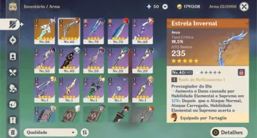 Ar 43 , Childe (Tartaglia) , Diluc , Qiqi + 2 armas t5