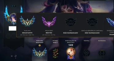 Conta Lol Challenger Flex/Mestre soloq Handlvl Season 4