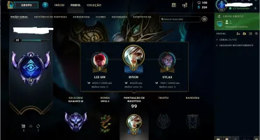 CONTA LOL DIAMANTE 3 | TOP 100 RIVEN BR