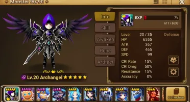 Reroll Summoners War lvl10 com Archangel Dark - Fermion