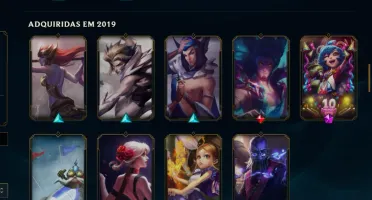 conta lol (lvl 124, 88 skins, 47 emotes, 155 icons)