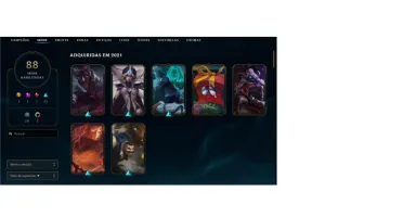 conta lol (lvl 124, 88 skins, 47 emotes, 155 icons)