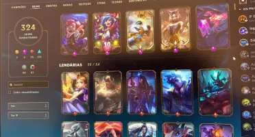 Conta League of Legends - Platina - 324 Skins - Todos camp