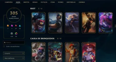 Conta lol Season 2 com 305 skins