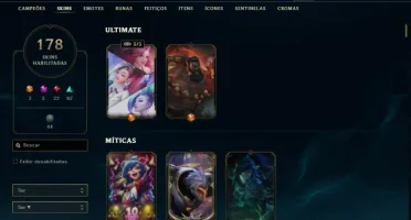 Conta League Of Legends 178 skins, 2 ultimates 3 miticas ...