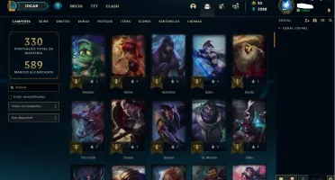 CONTA LEAGUE OF LEGENDS OURO 1, 168 SKINS 5 ULTIMATE.