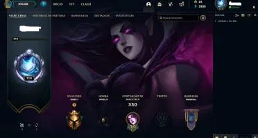 CONTA LEAGUE OF LEGENDS OURO 1, 168 SKINS 5 ULTIMATE.