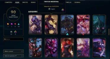 Conta Ouro 4 Com Twitch medieval + Warwick Selvagem (raras)