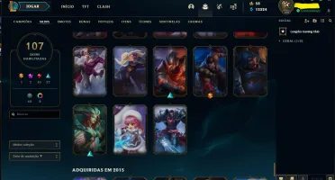 Conta lol Ex-Gold desde 2014 - 107 skins - 160 ícones