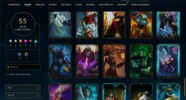 Bronze 3 com 55 Champs e 55 Skins ( Mais de 40 Jogos )