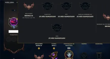 Bronze 3 com 55 Champs e 55 Skins ( Mais de 40 Jogos )