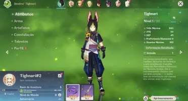 Contas Genshin Impact AR 5 com Tighnari
