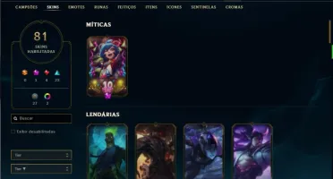 Conta ouro 4 com 110 Champs e 81 Skins + 1kk de Vayne