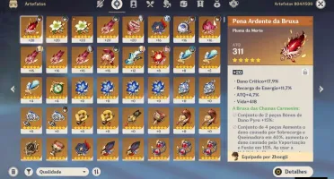 CONTA AR 51 - 5 5*, 3 ARMAS 5*, 75 RESINAS E MUITO ARTEFATOS