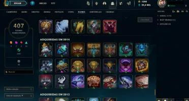 Conta LoL de 2013 unranked com 201 skins level 418