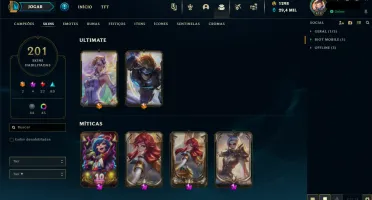 Conta LoL de 2013 unranked com 201 skins level 418
