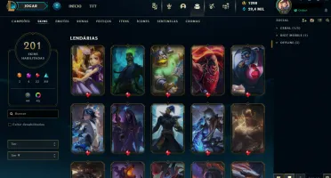 Conta LoL de 2013 unranked com 201 skins level 418