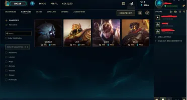 Conta League of Legends Gold 5 106 skins 4 campeões faltando