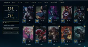 Platina 4 com TODOS os champs e 533 Skins (7 Ultimates)
