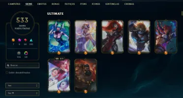 Platina 4 com TODOS os champs e 533 Skins (7 Ultimates)